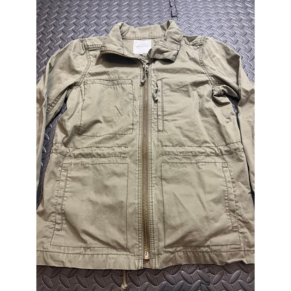 Madewell Women's Fleet Jacket Olive Green Size Medium Full Zip Military Style - Picture 2 of 7